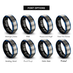 font options for inside engraving on black & blue & grey swords rings