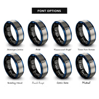 font options for inside engraving on black & blue & grey swords rings