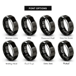 font options for inside engraving on black & gray swords blade rings