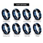 font options for inside engraving on blue & grey swords rings