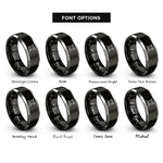 font options for inside engraving on black & gray swords crossed rings