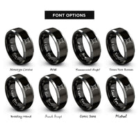 font options for inside engraving on black & gray swords crossed rings