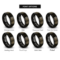 font options for inside engraving on gunmetal & black swords crossed rings