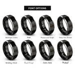 font options for inside engraving on black & silver sycamore leaf rings