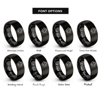 font options for inside engraving on black sycamore leaf rings
