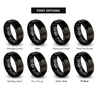 font options for inside engraving on black sycamore leaf rings