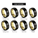 font options for inside engraving on black & gold synapse network rings