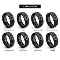 font options for inside engraving on black sync circular arrows rings