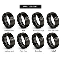 font options for inside engraving on black sync circular arrows rings