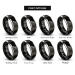 font options for inside engraving on black & silver syringe rings