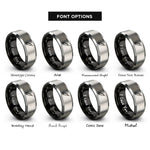 font options for inside engraving on black & silver syringe rings