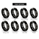 font options for inside engraving on black & silver syringe rings