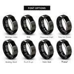 font options for inside engraving on black & gray syringe rings