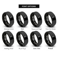 font options for inside engraving on black syringe rings