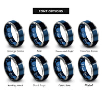 font options for inside engraving on blue & gray syringe rings