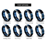 font options for inside engraving on blue & gray syringe rings