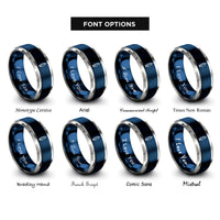 font options for inside engraving on blue & gray syringe rings