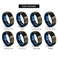 font options for inside engraving on gunmetal & blue syringe rings
