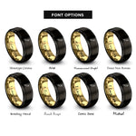 font options for inside engraving on black & gold syringe icon rings