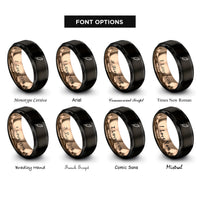 font options for inside engraving on black & rose gold syringe icon rings