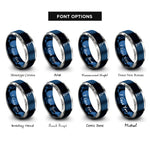 font options for inside engraving on blue & gray t bar lift rings