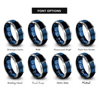 font options for inside engraving on blue & gray t bar lift rings