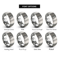 font options for inside engraving on gray t bar lift rings
