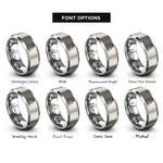 font options for inside engraving on silver t bar lift rings