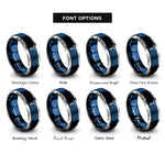 font options for inside engraving on blue & grey t square rings