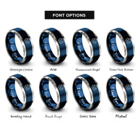 font options for inside engraving on blue & grey t t circle rings