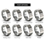font options for inside engraving on grey t t circle rings