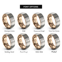 font options for inside engraving on rose gold & grey ta heart rings
