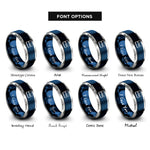 font options for inside engraving on blue & silver tab key rings
