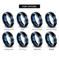font options for inside engraving on blue & silver tab key rings