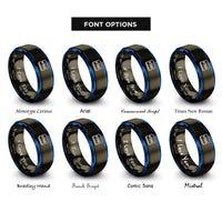 font options for inside engraving on gunmetal & blue tab key rings