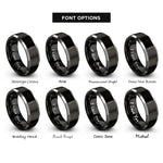 font options for inside engraving on black & silver table knife rings