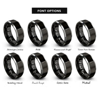 font options for inside engraving on black & silver table knife rings