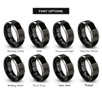 font options for inside engraving on black & gray table knife rings