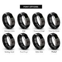 font options for inside engraving on black & gray table knife rings