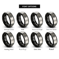 font options for inside engraving on black & silver table knife rings