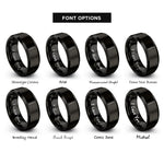 font options for inside engraving on black table knife rings