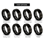 font options for inside engraving on black table knife rings