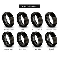 font options for inside engraving on black table knife rings