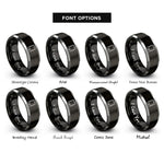 font options for inside engraving on black & gray tablet rings