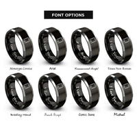 font options for inside engraving on black & gray tablet rings