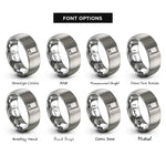 font options for inside engraving on silver tablet rings