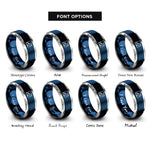 font options for inside engraving on blue & gray tabs rings