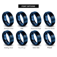 font options for inside engraving on blue tabs rings