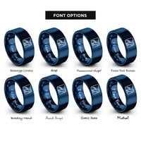font options for inside engraving on blue tabs rings