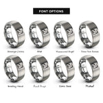 font options for inside engraving on silver tabs rings